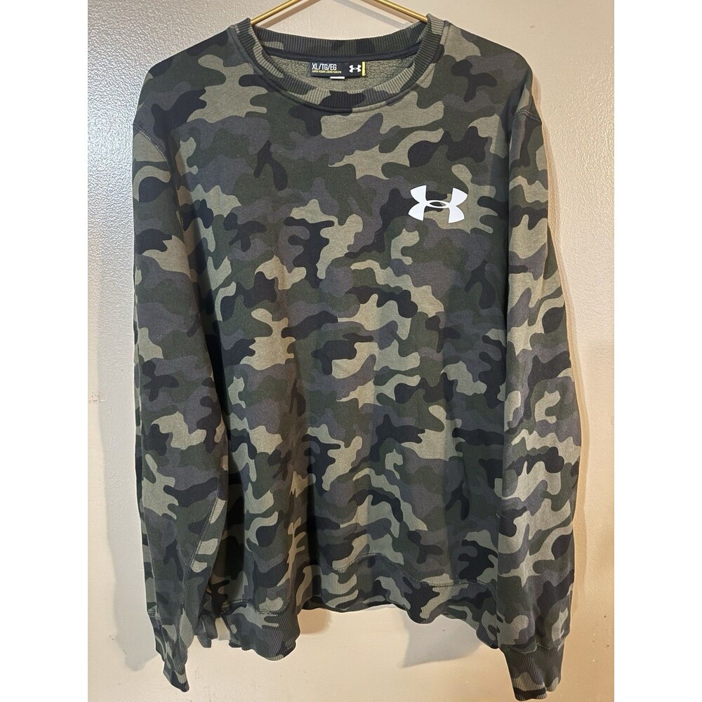 Under Armour Sweatshirt XLarge Green Army Military Camo Loose Fit Men's